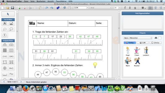 Screenshot der Mac-Version des Worksheet Crafter