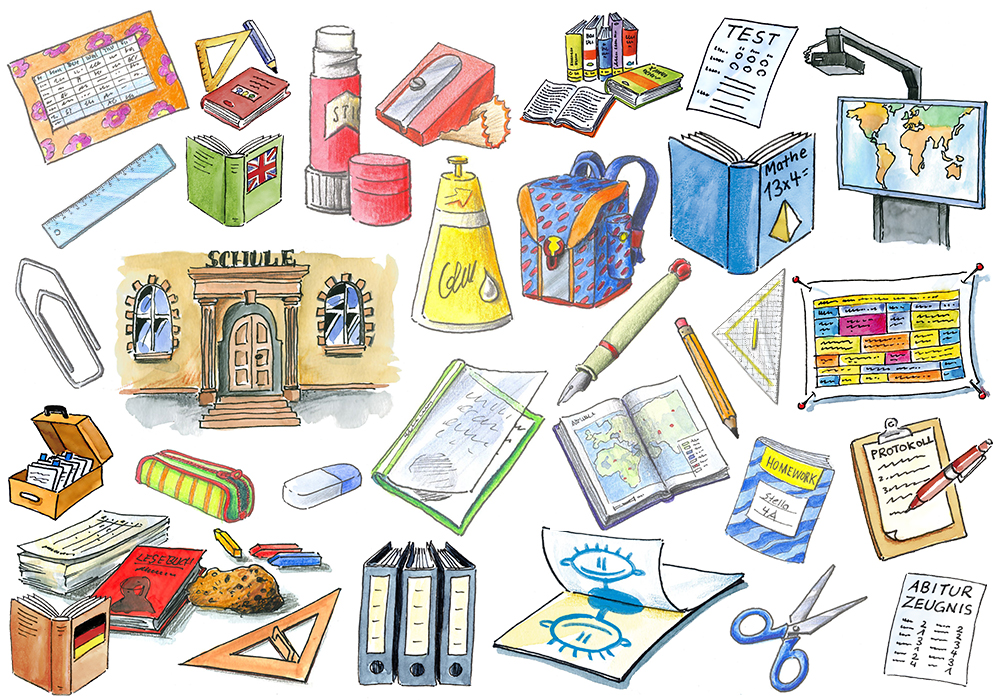 Cliparts des Niedersächsischen Bildungsservers (NiBiS) zu Schule und Schulsachen