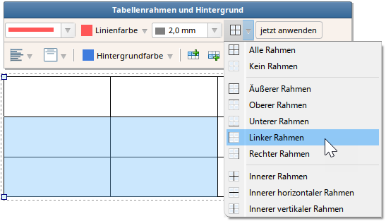 table-frame-settings