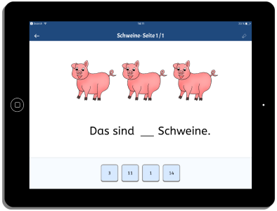iPad mit Zahl-Mengen-Zuordnung